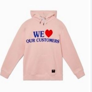 WESC “we ❤️ our customers” pink sweatshirt size small